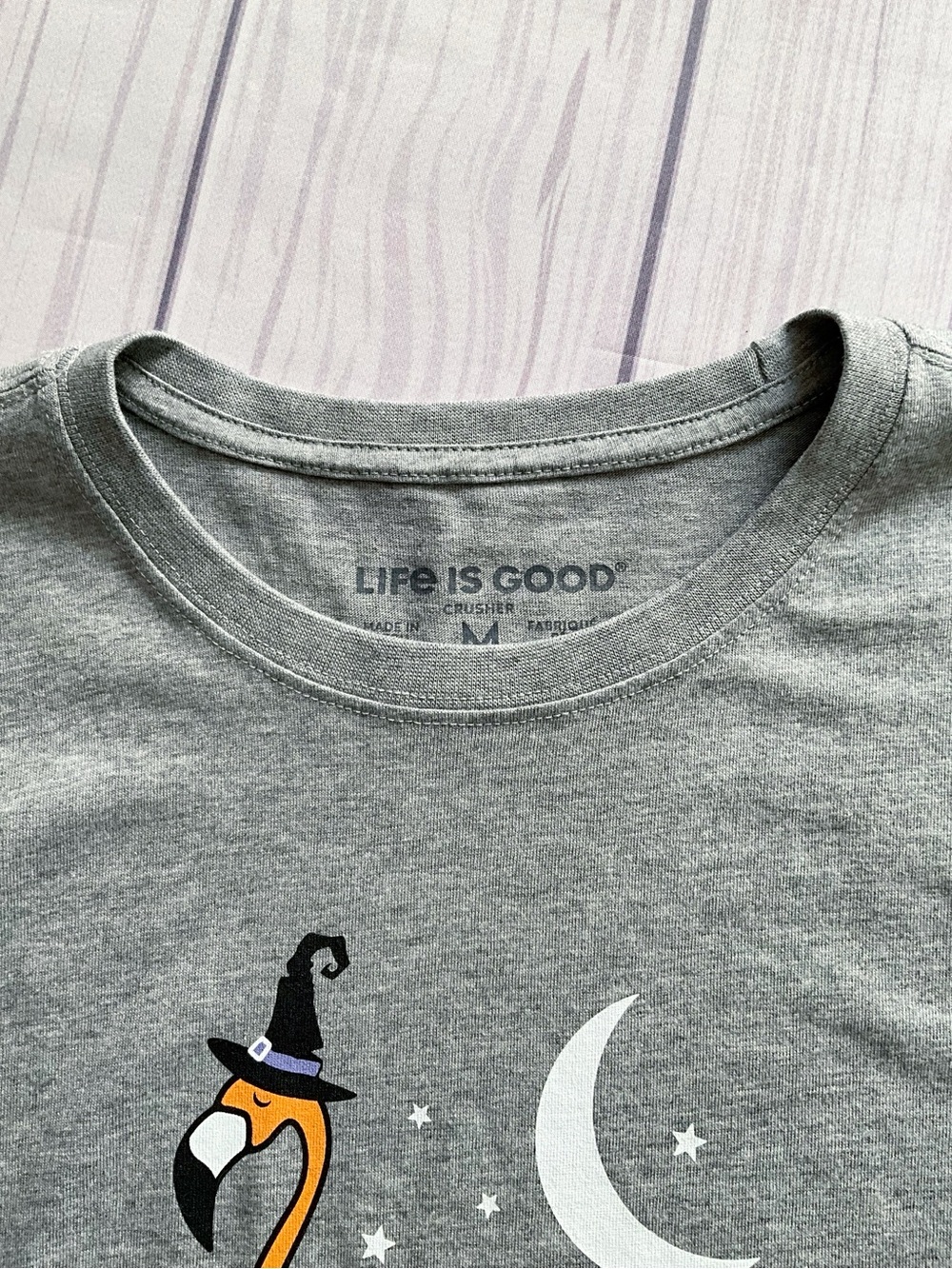 NWT Life is Good Flamingo Pumpkin Halloween Long-Sleeve Crusher Tee - Picture 9 of 13